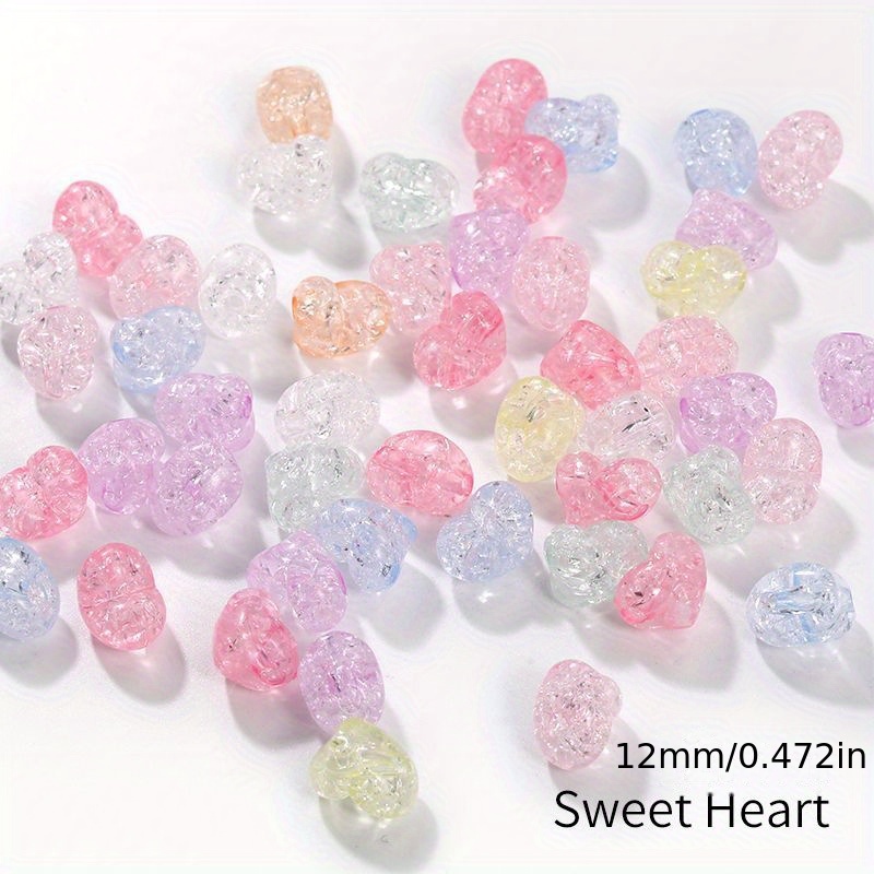 50pcs Colorful Acrylic Crackle Glass Pattern Beads for DIY Jewelry
